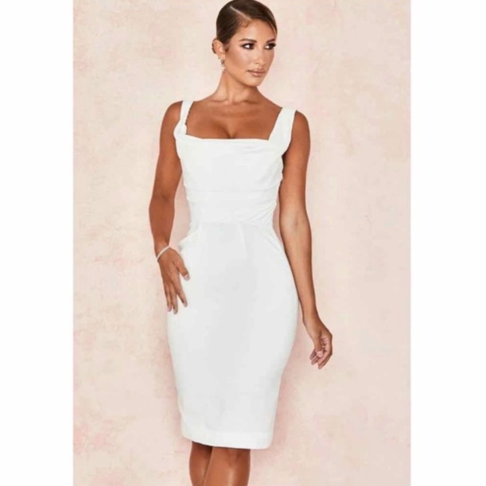 House of CB Micaela Draped Corset Dress in Ivory Size S